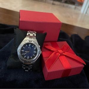 Fossil Blue AM-3539 2 Change Color Dial Stainless steel Watch New Battery